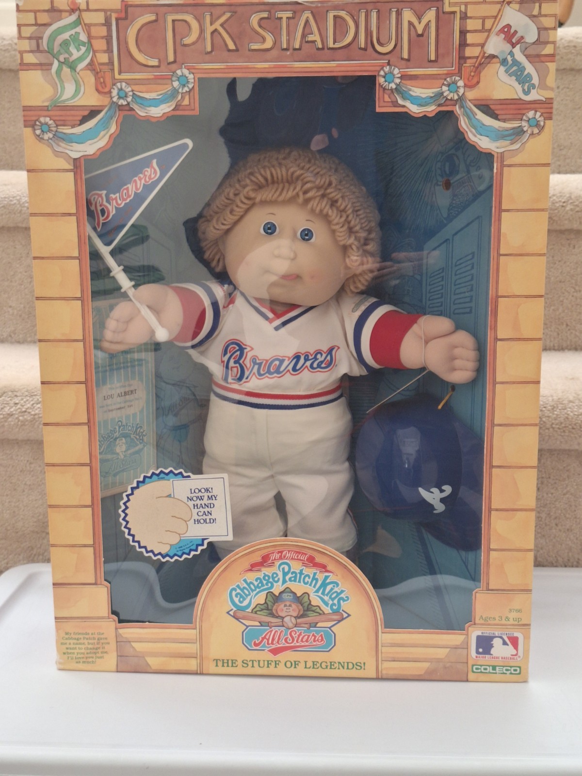 VTG 1986 Cabbage Patch Kids Braves Baseball All Stars-Lou Albert-unopened Box