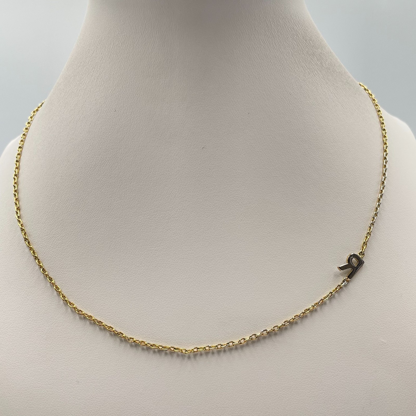 VTG J. Crew Modern Minimalist Gold Tone Initial R Sideways Letter Chain Necklace
