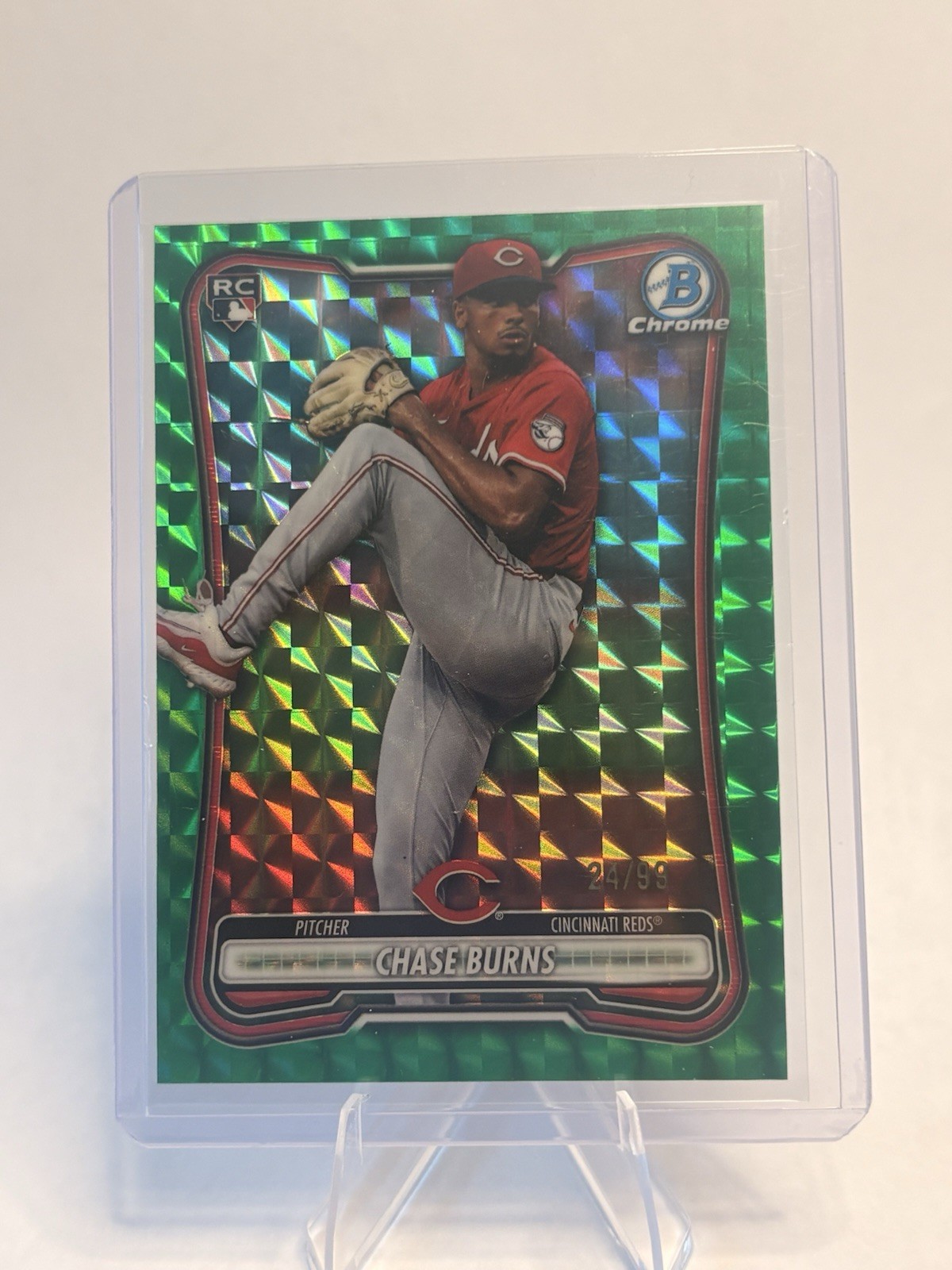 Chase Burns Bowman Chrome Rookie Green Geometric Refractor /99