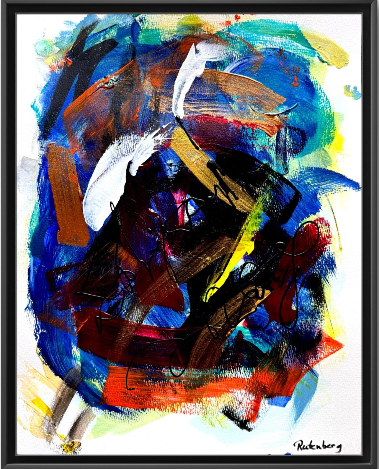 Rutenberg Original 11x14 Abstract Abstract Expressionist Swirl on Heavy PAPER