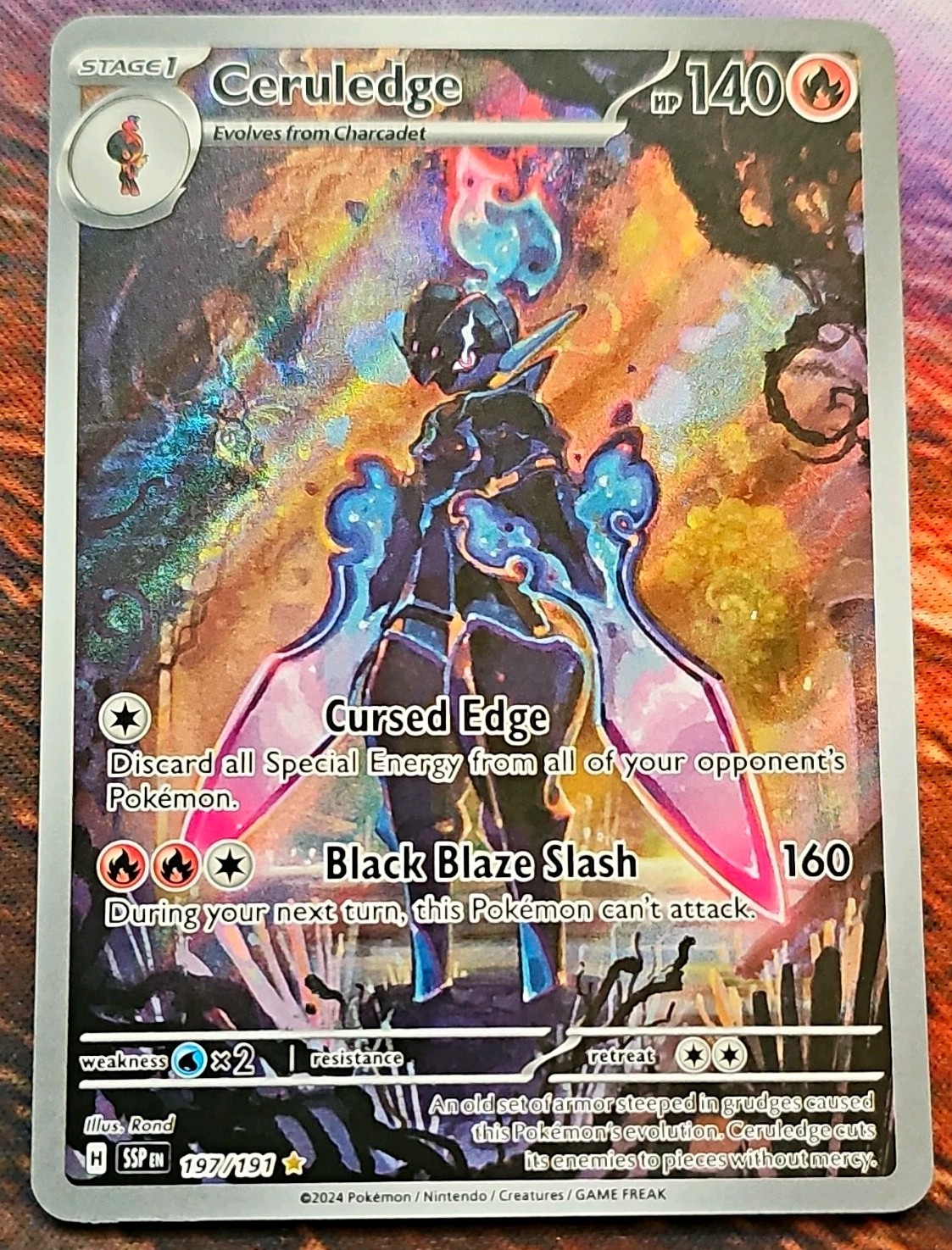 Pokémon TCG Ceruledge 197/191 Sv08 Surging Sparks IR Holo Eng 140 HP