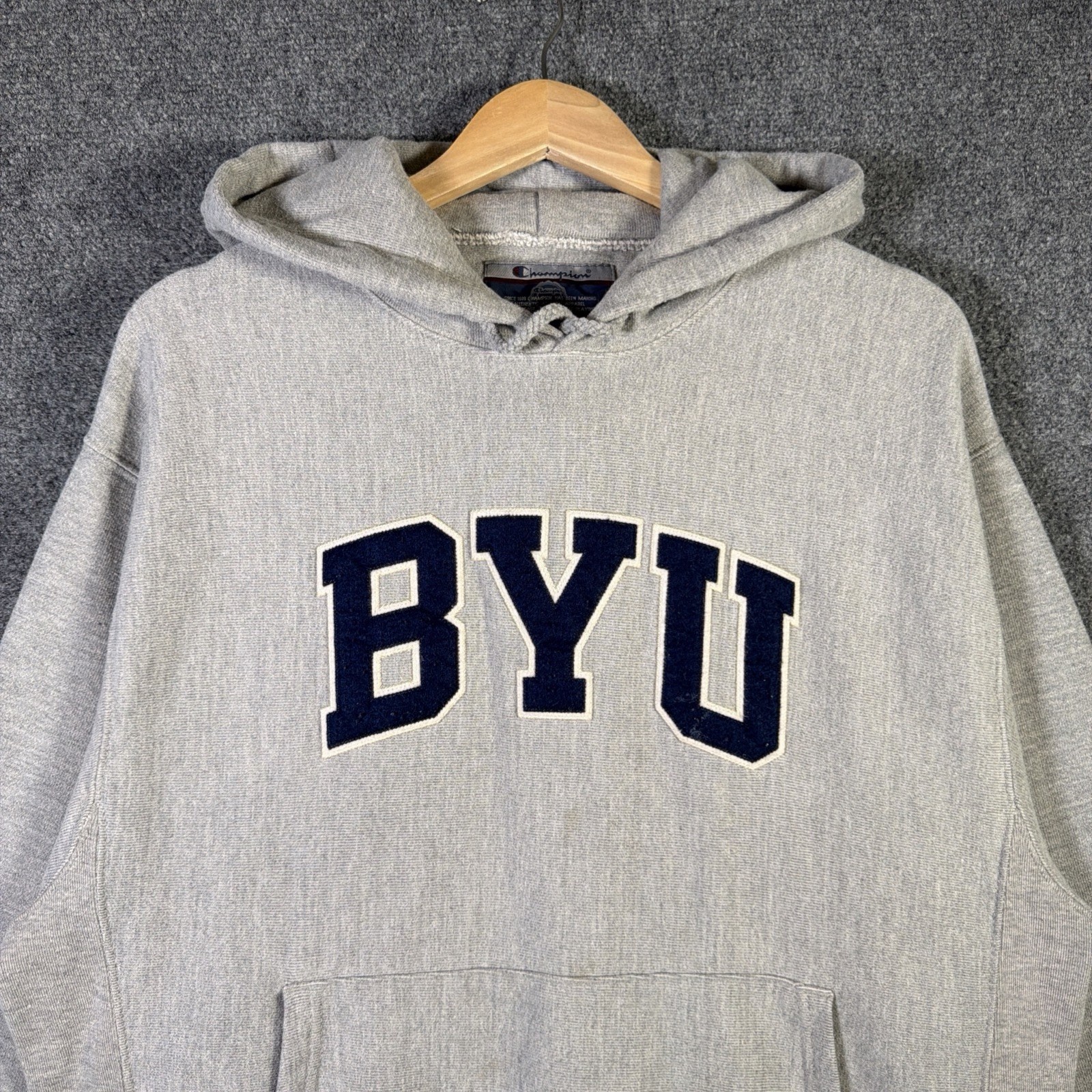 Vintage BYU Hoodie Large Gray 90s Champion Reverse Weave College Brigham Young Vintage BYU Hoodie Large Gray 90s Champion Reverse Weave College Brigham Young