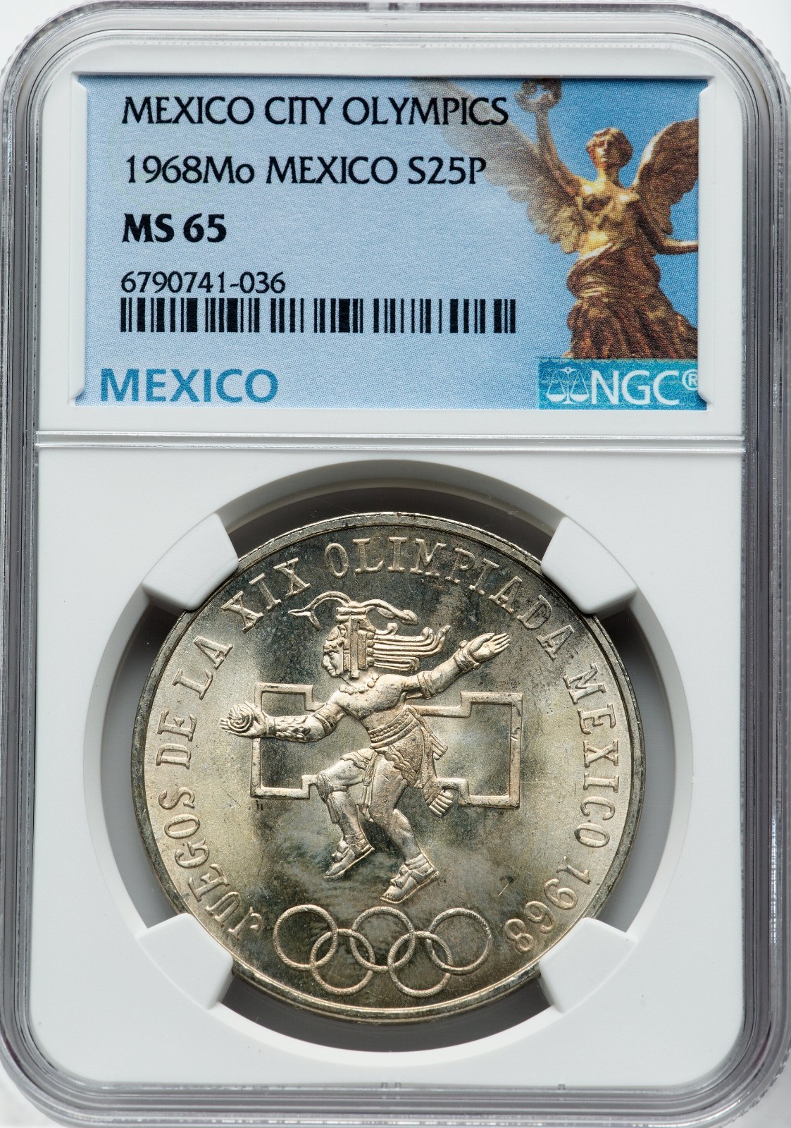1968 Mexico Silver 25 Pesos NGC MS65 Olympic Games Aztec Dancer Mexico City