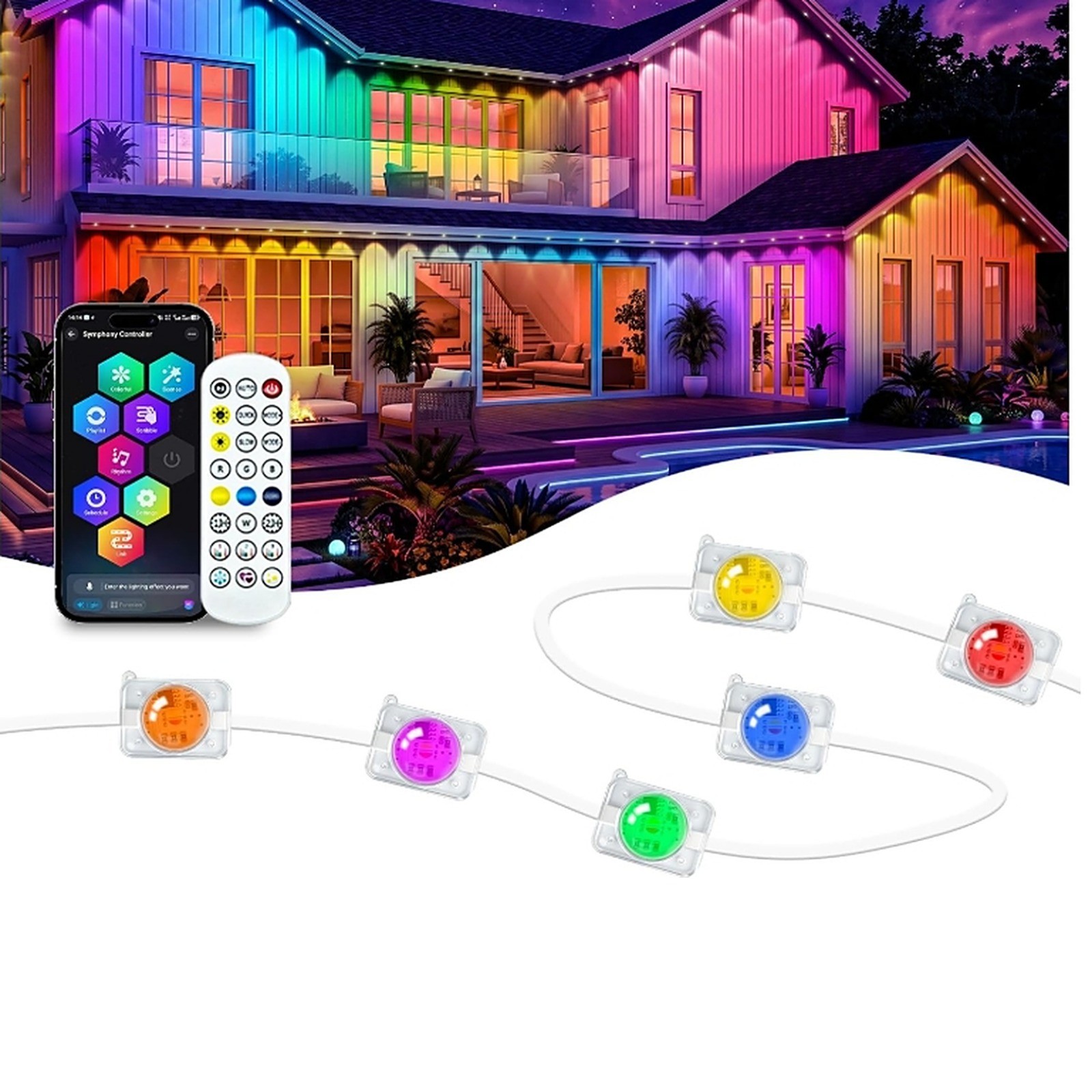 300FT Permanent Outdoor Lights RGBIC Eave Lights App Remote IP67 Waterproof Xmas 300FT Permanent Outdoor Lights RGBIC Eave Lights App Remote IP67 Waterproof Xmas