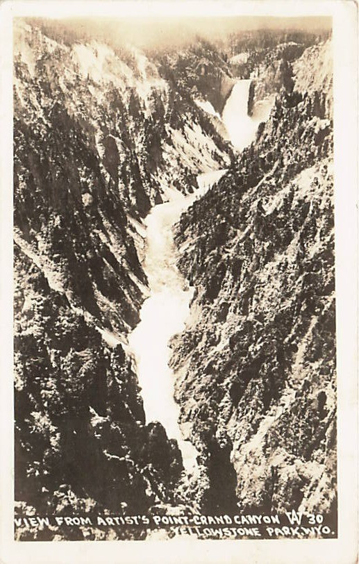 Postcard WY: RPPC View from Artist\'s Point Grand Canyon Yellowstone Park
