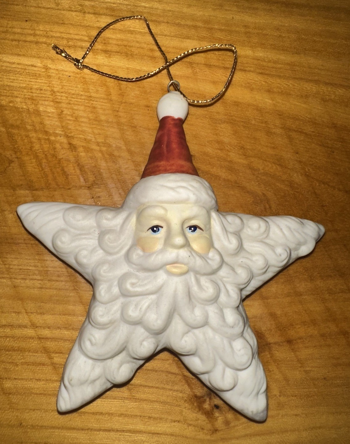 Vintage Star Santa Porcelain Ornament ⭐️ Santa Claus Face Vintage Star Santa Porcelain Ornament ⭐️ Santa Claus Face