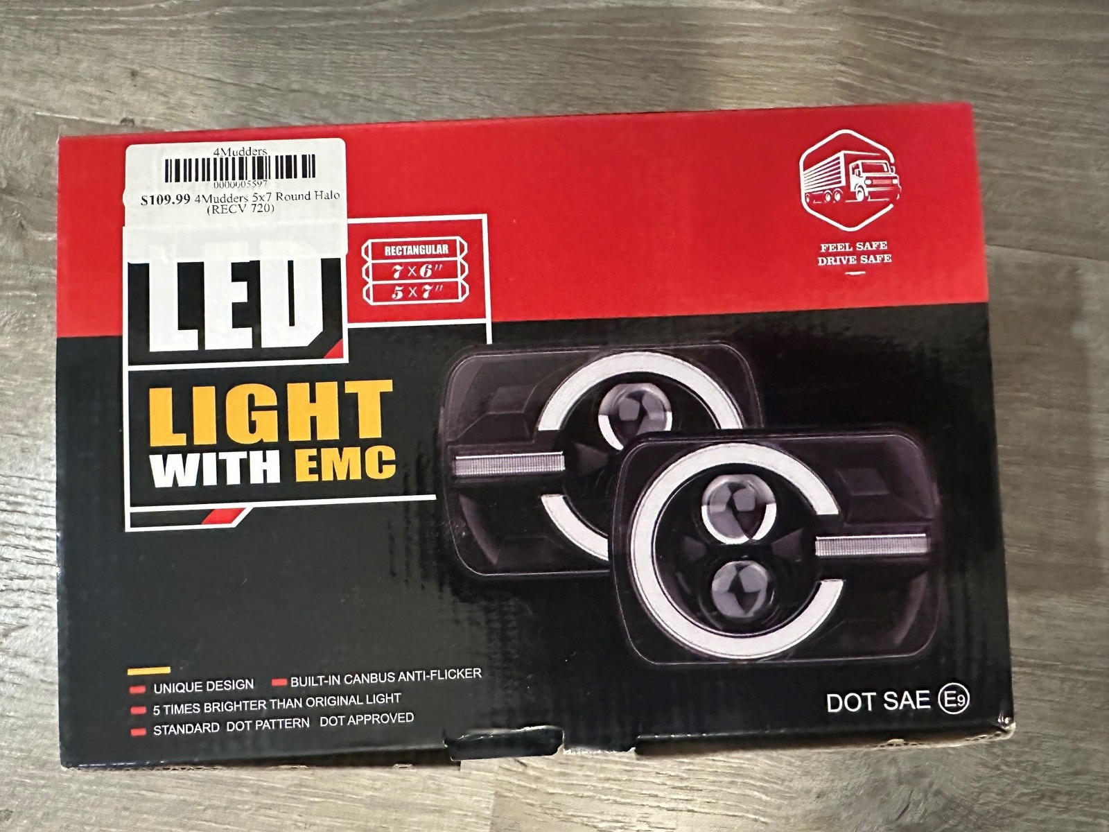 5x7 7x6 LED Headlights Pair Halo DRL H6054 Jeep Cherokee XJ Wrangler YJ Comanche