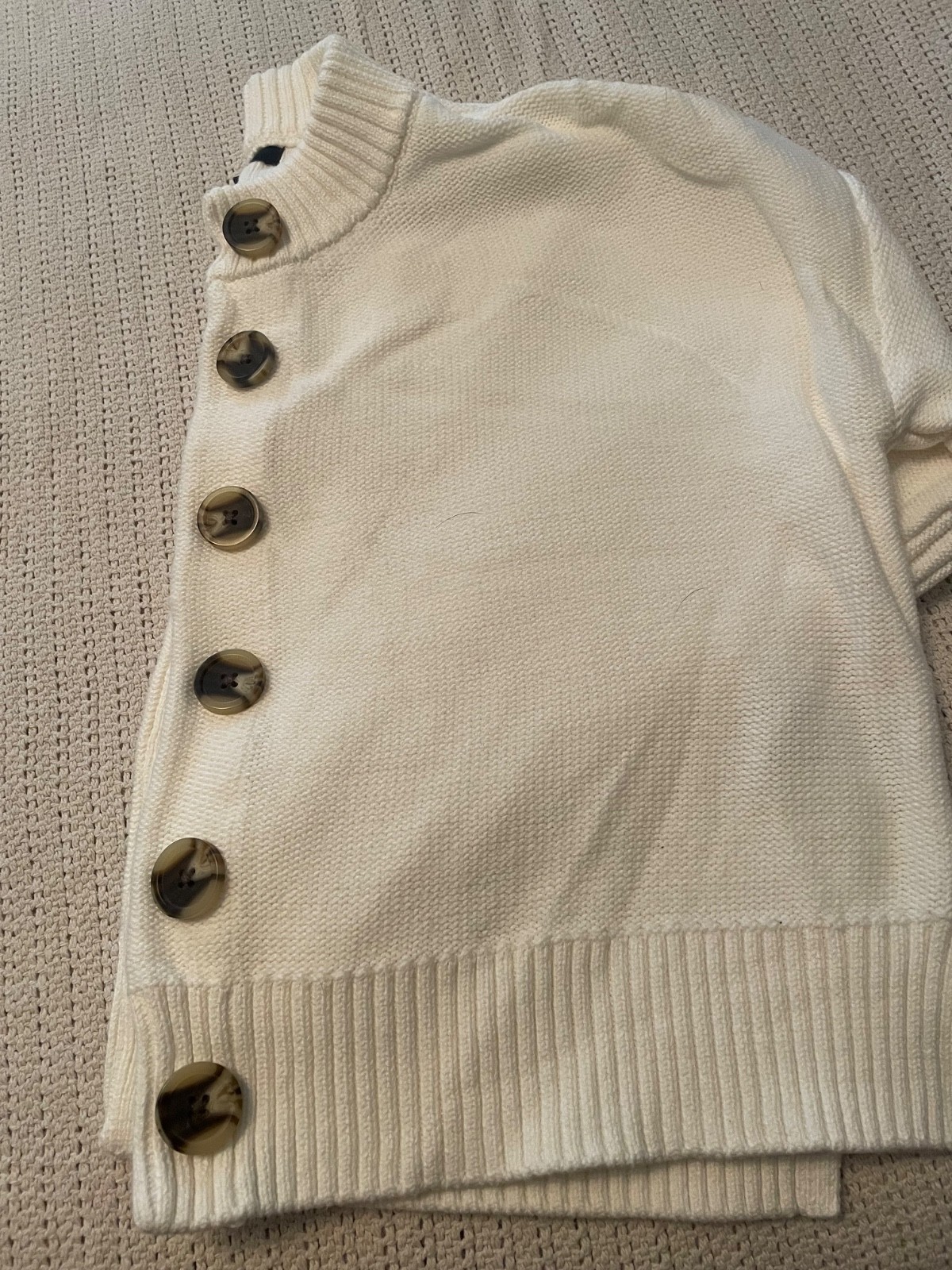 QUINCE Cropped Cardigan Sweater Sz XS Organic Cotton Ivory Button Up Boxy NWT