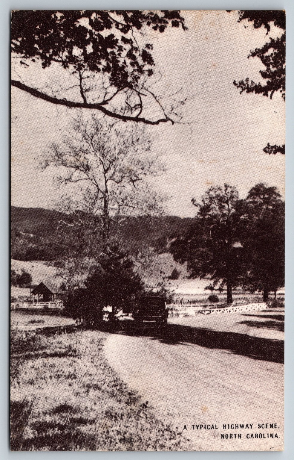 A Typical Highway Scene North Carolina Postcard Conoco Touraide Old Car