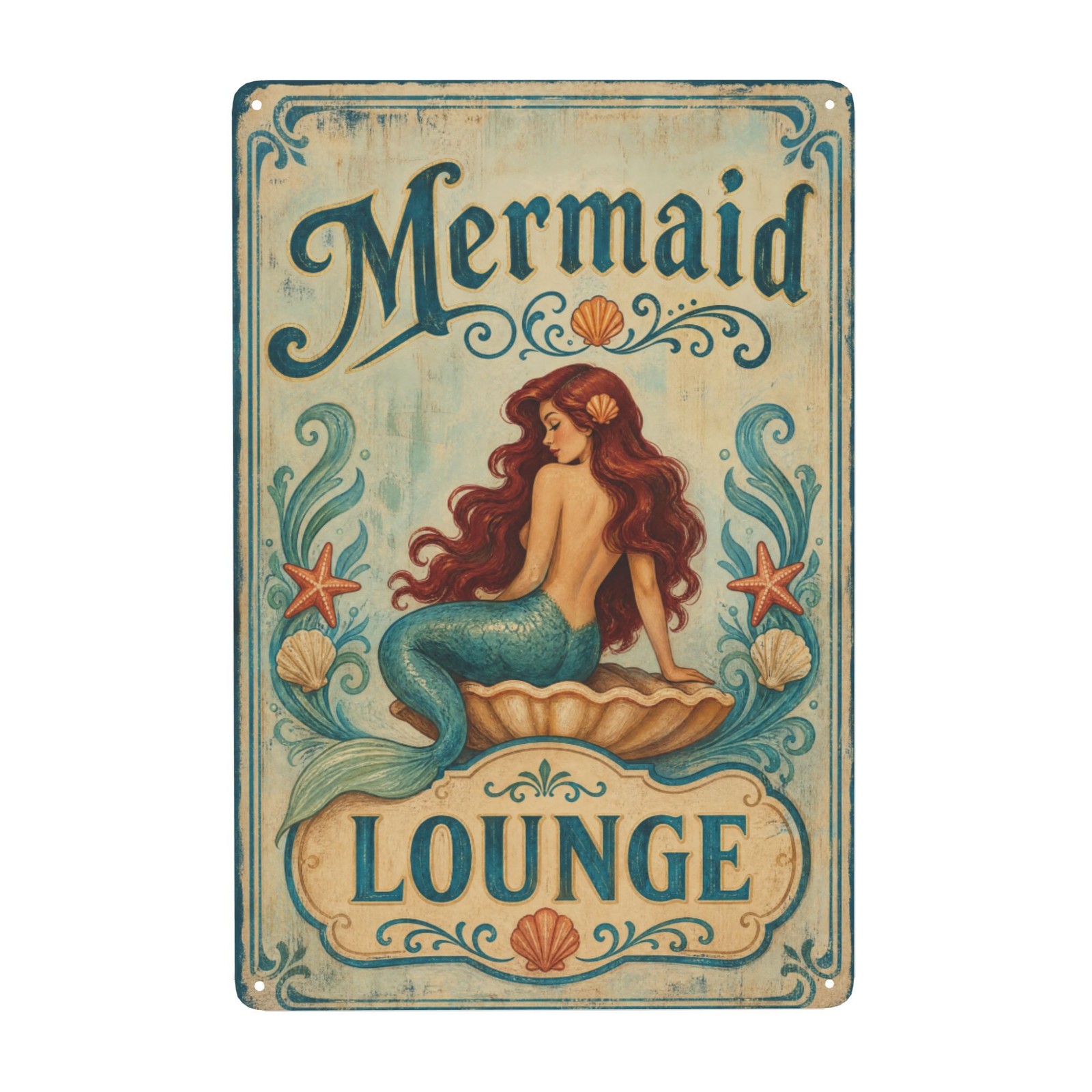 Mermaid Lounge Vintage Ocean Sea Mermaid for Bar Metal Sign 8x12 Inch