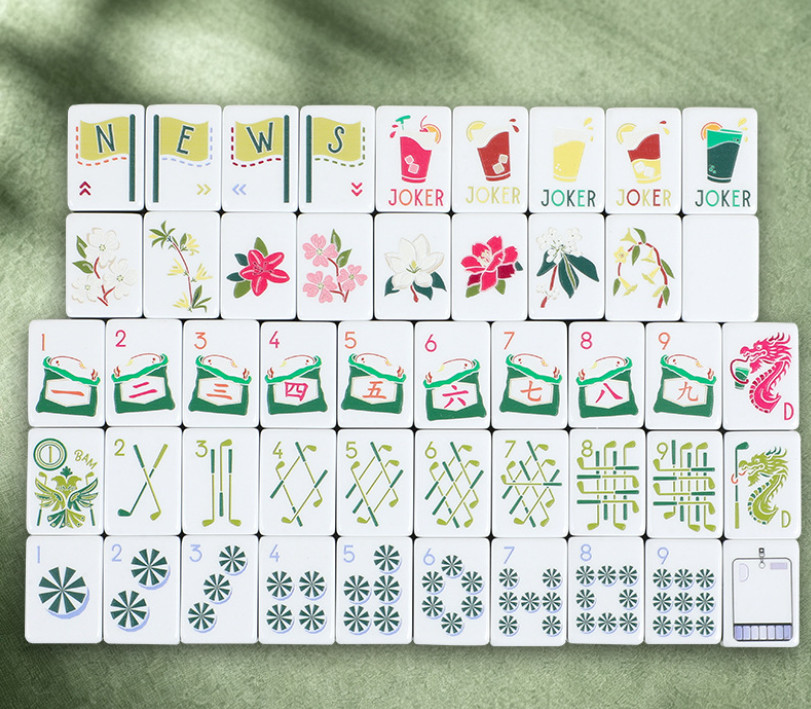 Green Stripe Acrylic American Mahjong Game Set 160 Tiles for 4‑Player Shuffling Green Stripe Acrylic American Mahjong Game Set 160 Tiles for 4‑Player Shuffling