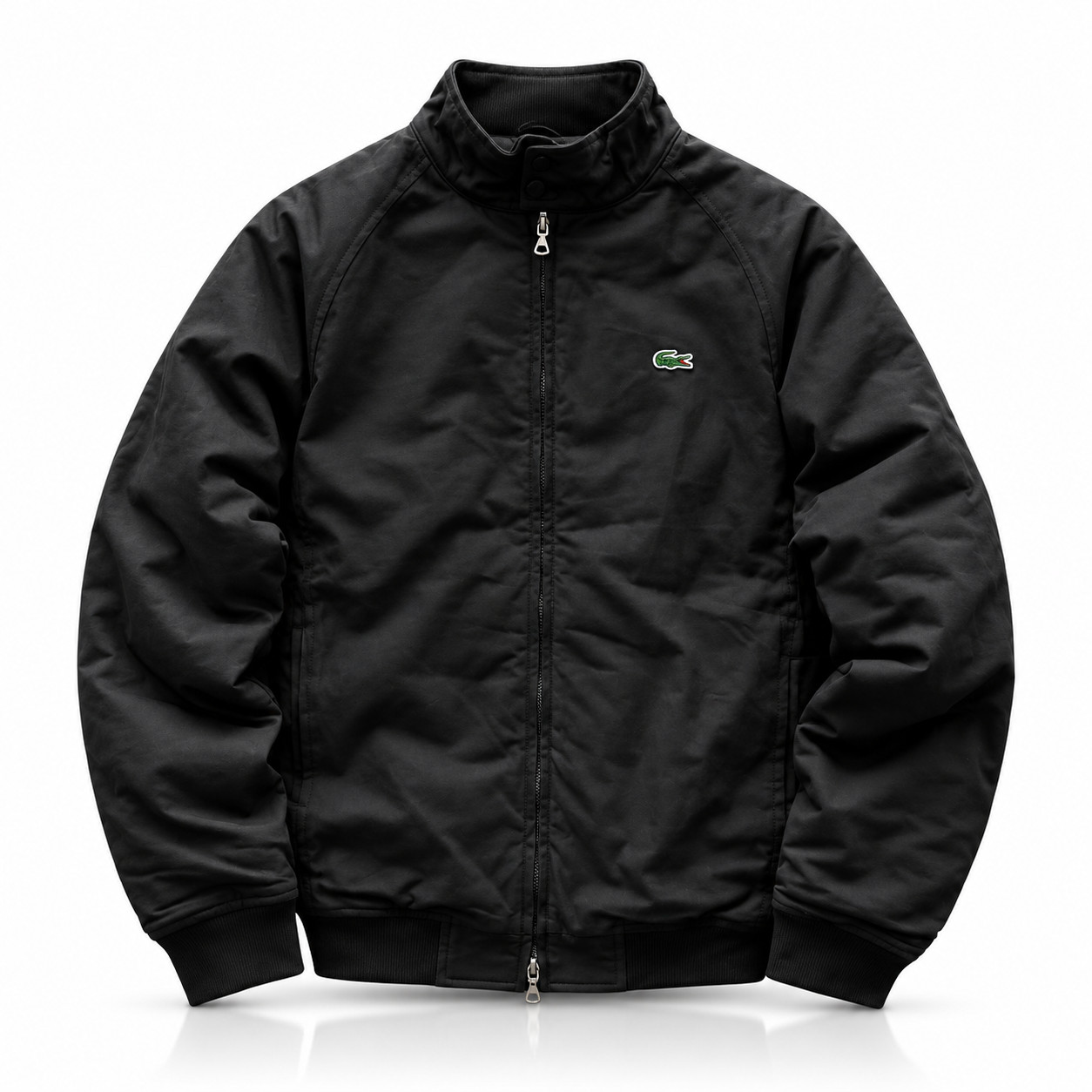 Lacoste Black Bomber Jacket Crocodile Back Medium AUTHENTIC Lacoste Black Bomber Jacket Crocodile Back Medium AUTHENTIC