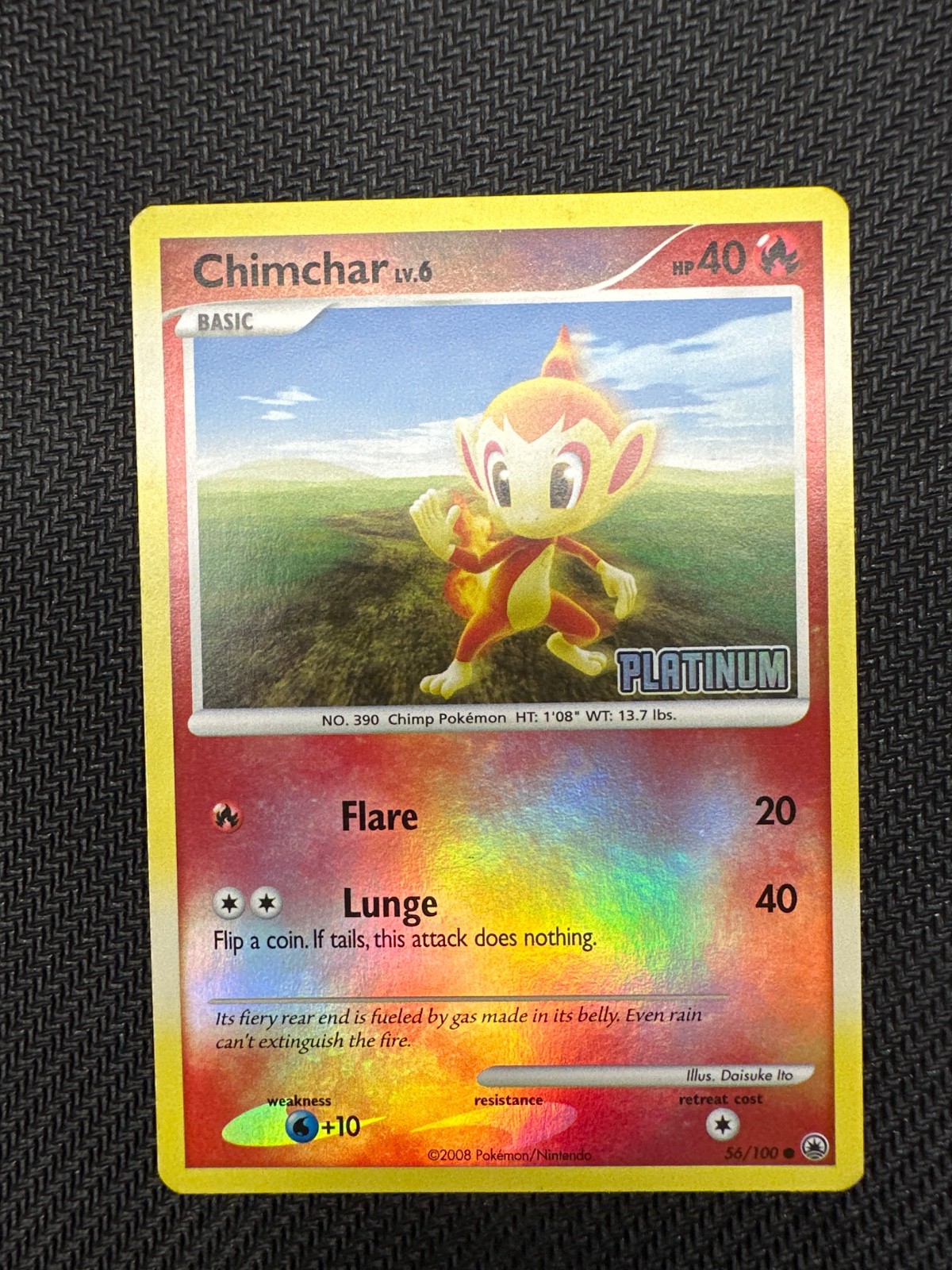 The Pokémon Company Chimchar 56/100 Platinum Regular English 40 HP Common 2008 The Pokémon Company Chimchar 56/100 Platinum Regular English 40 HP Common 2008