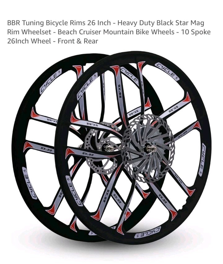 BBR Tuning Bicycle Rims 26 Inch-Heavy Duty Black Star Mag Wheelset 10 Spoke BBR Tuning Bicycle Rims 26 Inch-Heavy Duty Black Star Mag Wheelset 10 Spoke