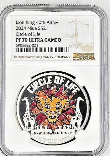 2024 Niue $2 DISNEY Lion King Circle of Life 30th Anniv  NGC PF70 - Pop 7  🐅 🦒