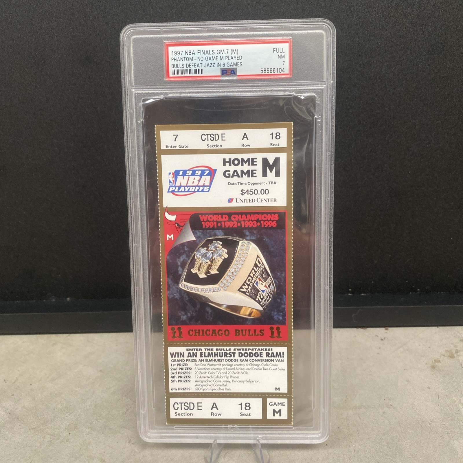 1997 Chicago Bulls v Jazz NBA Finals Michael Jordan Full Ticket PSA 7 PHANTOM 1997 Chicago Bulls v Jazz NBA Finals Michael Jordan Full Ticket PSA 7 PHANTOM