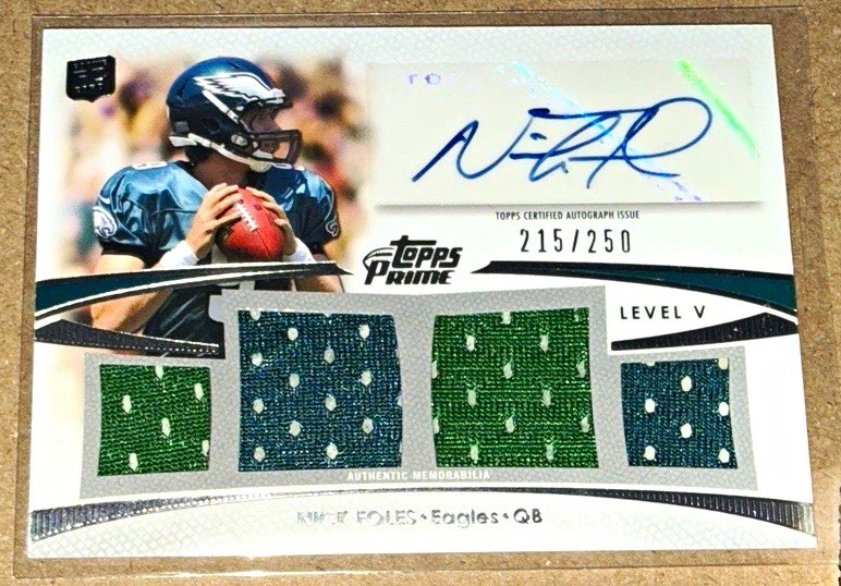 Topps 2012 Prime Nick Foles Eagles Level V Auto Relic RC #PV-NF /250