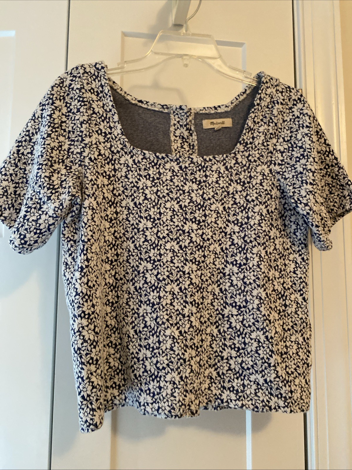Madewell Womens Blue Print Short Sleeve Top XS Madewell Womens Blue Print Short Sleeve Top XS