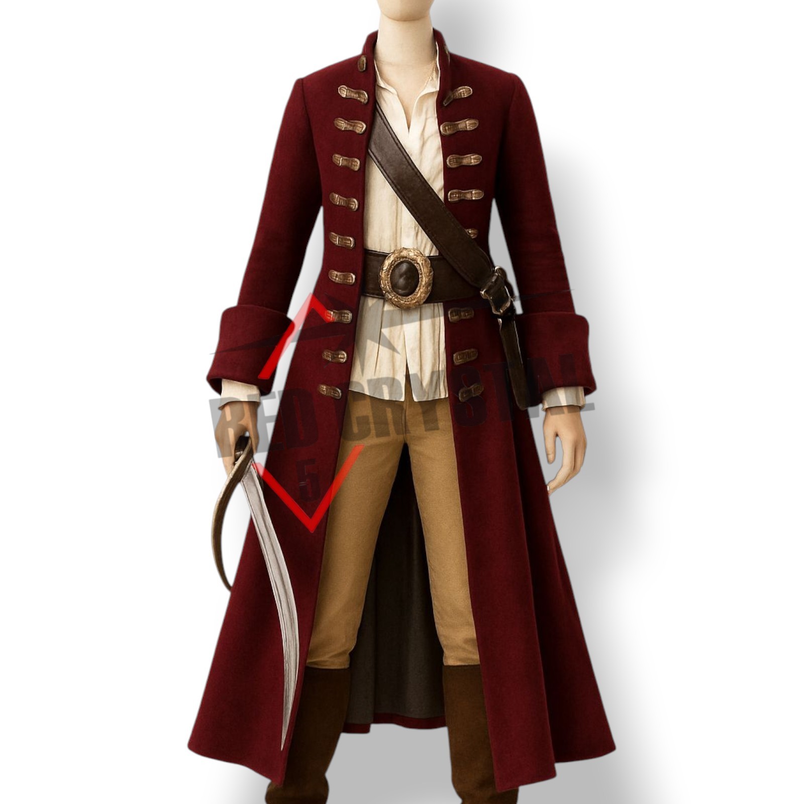 Women\'s Steampunk Maroon Frock Coat Victorian Gothic Pirate Gothic Tailcoat