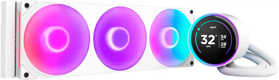NZXT KRAKEN ELITE 360 RGB CORE 360MM AIO Liquid Cooler (WHITE) RL-KR36E-W2