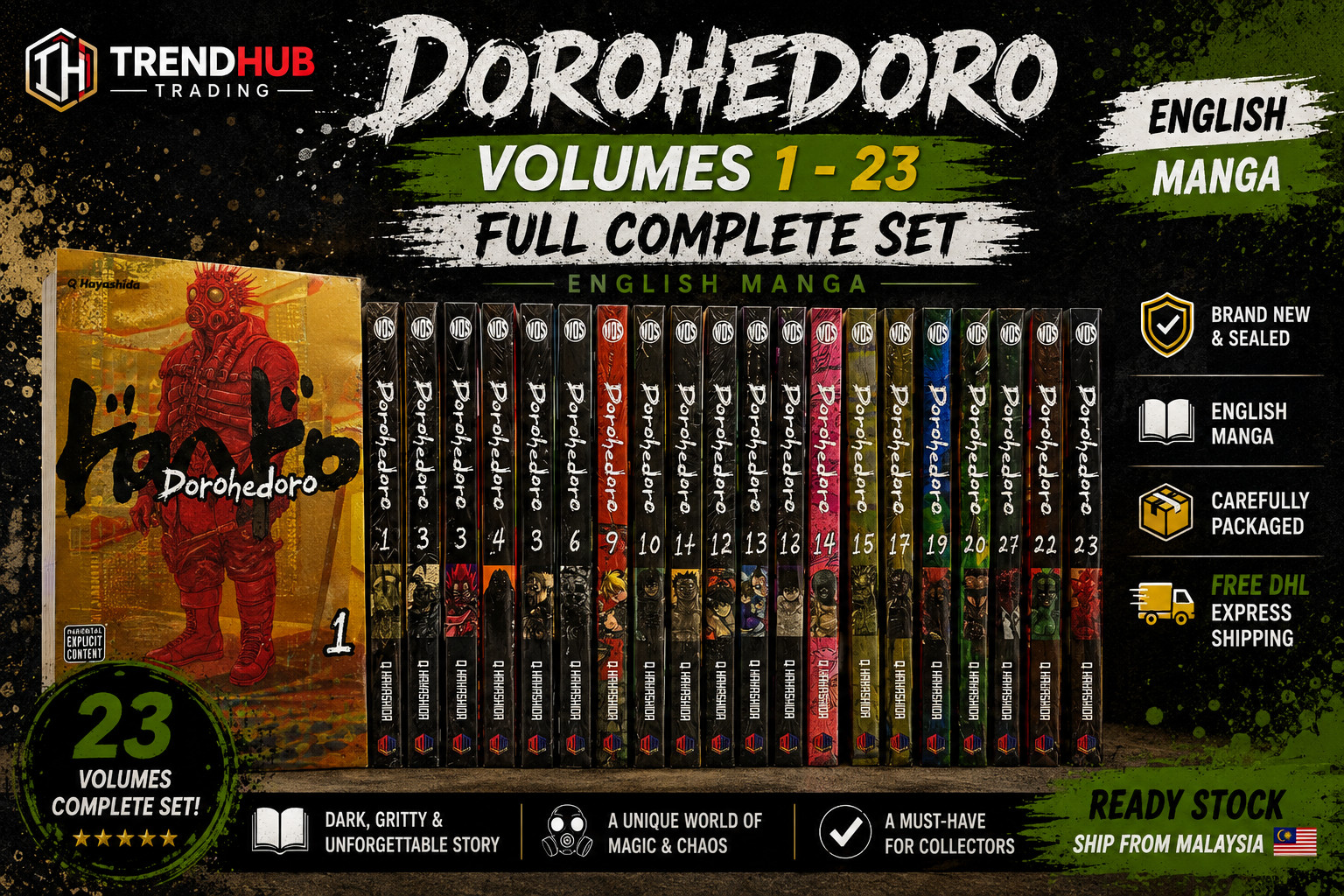Dorohedoro Manga Complete Full Set Volume 1-23 English Comic FULL SET- DHL