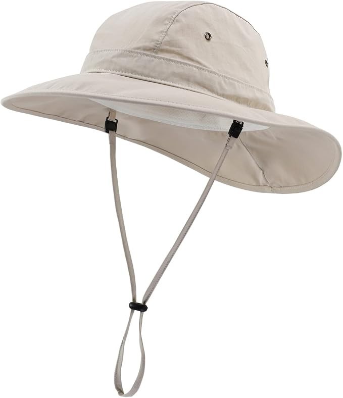 Home Prefer Mens Sun Hat Wide Brim UPF 50+ Large-X-Large, Beige 