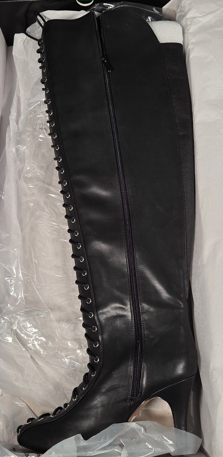 Torrid Black Over-the-Knee Lace-Up Faux Leather Boots Pointed Toe 9.5W