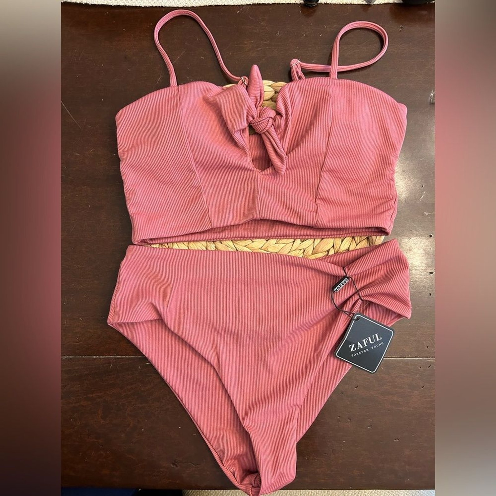 NWT Zaful 2 piece ribbed swimsuit size 6
