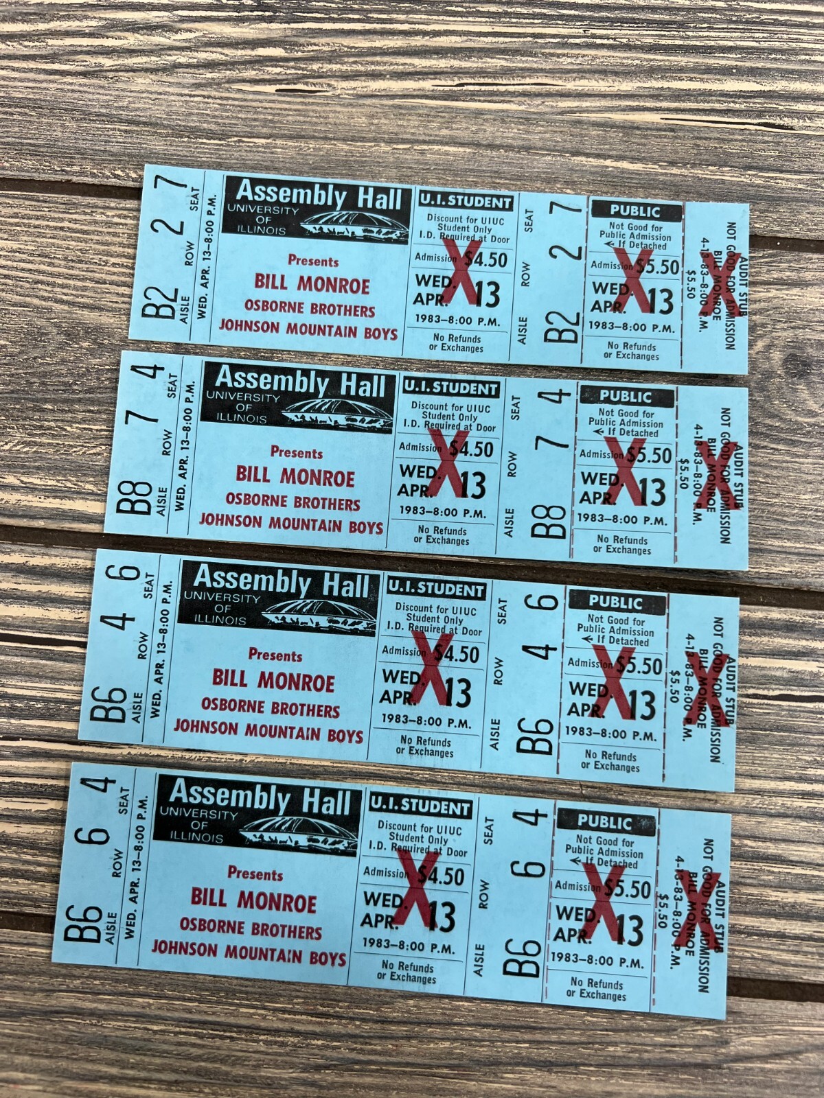 Vtg 1983 Bill Monroe Osborne Brothers Johnson Mountain Boys Ticket Stub Unused
