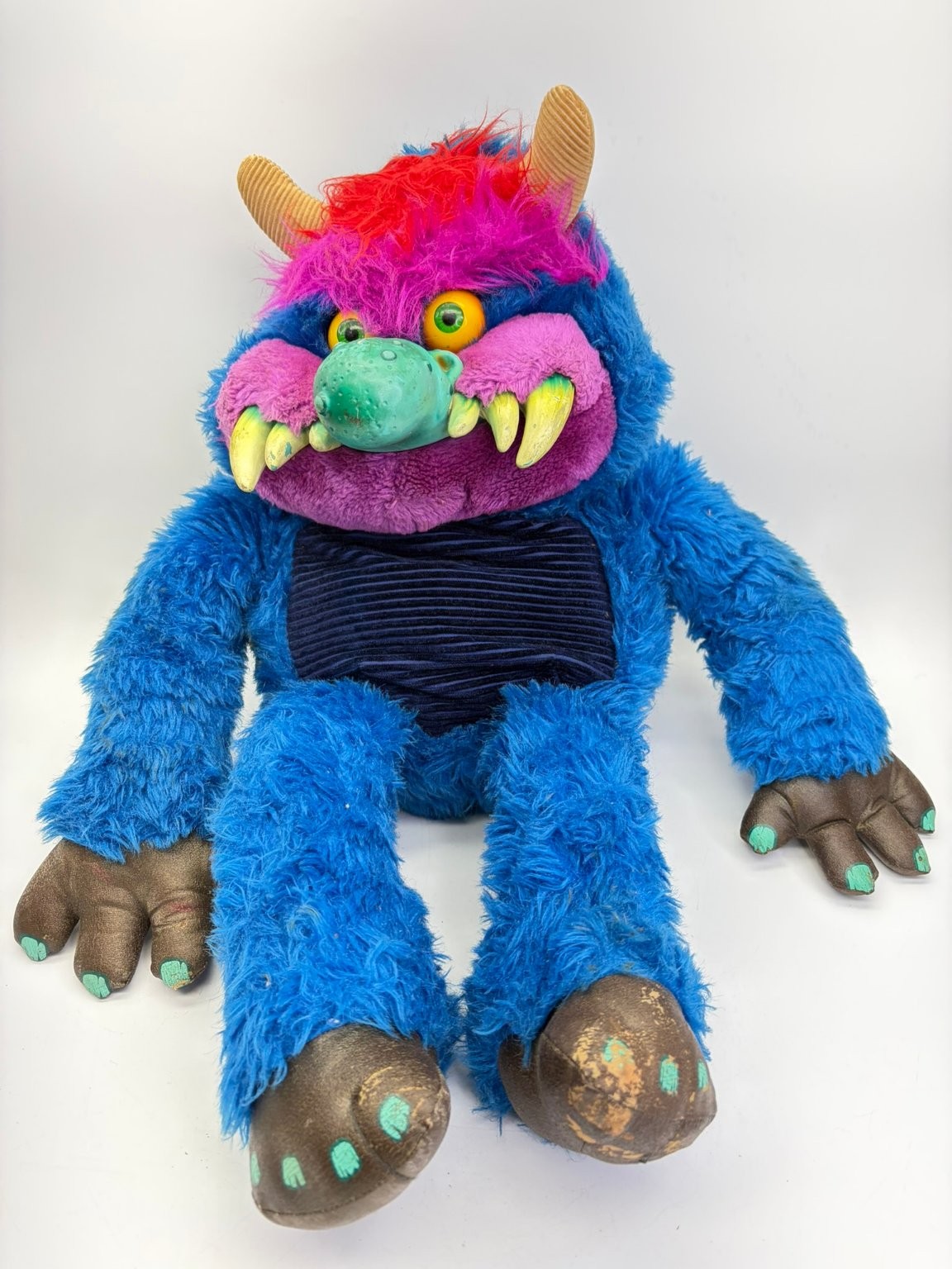 Vintage My Pet Monster Plush AmToy 1986 Blue Faux Fur Stuffed Toy 24\
