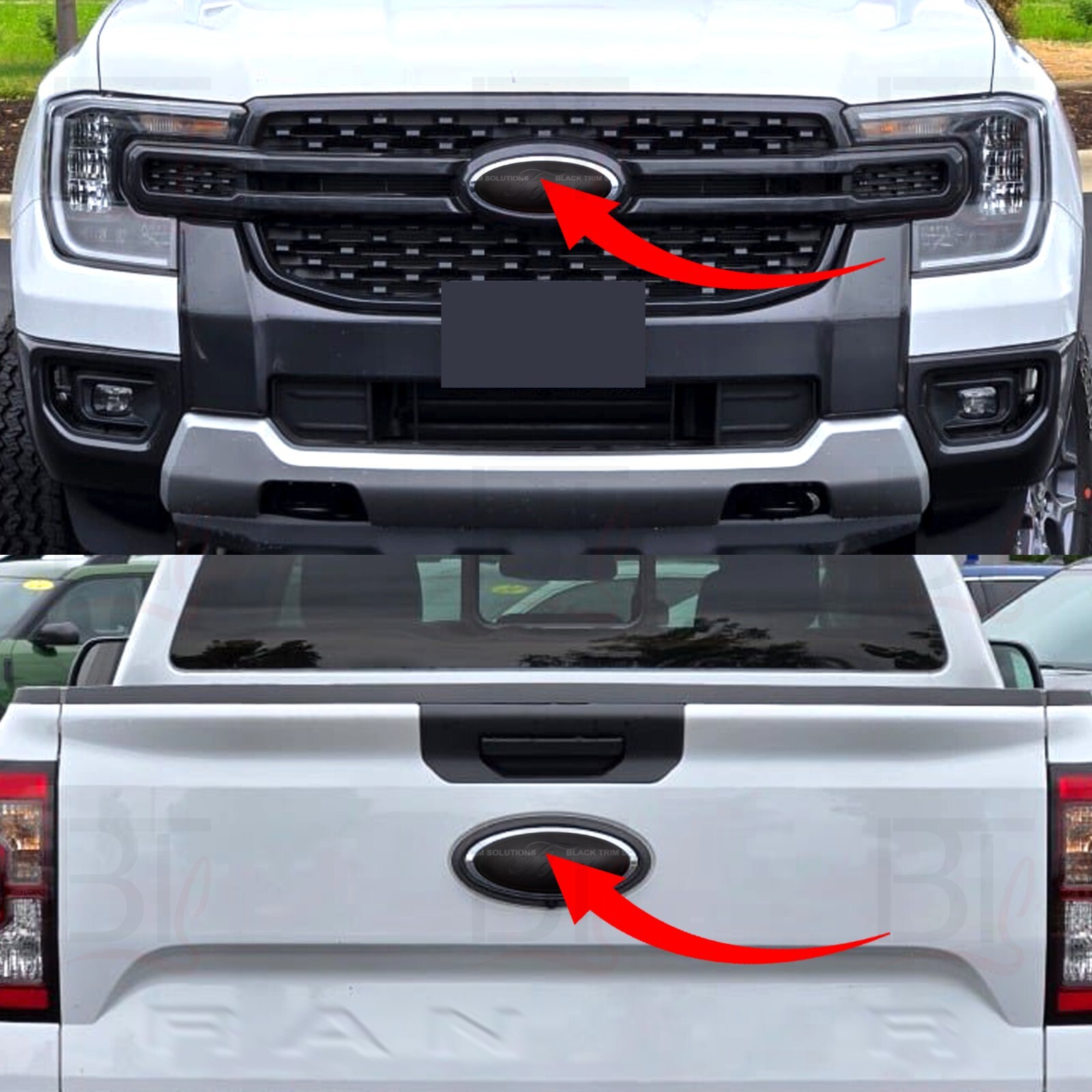 Matte Black Front Tailgate Overlay Emblem DECALS For Ford Ranger 2024-2026