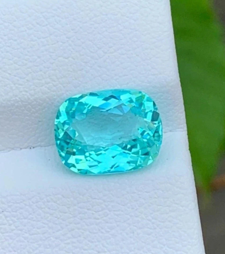 10.20 Ct Natural Cushion Rare Paraiba Bluish Green Tourmaline Certified Gemstone