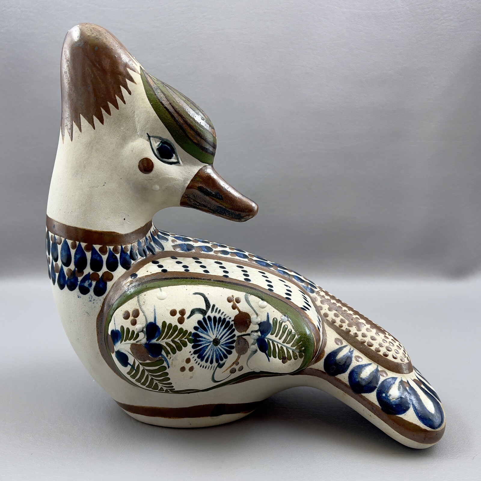 Tonala Pottery Large Duck Bird Signed JO Santana Mexican Pottery Figurine Tonala Pottery Large Duck Bird Signed JO Santana Mexican Pottery Figurine
