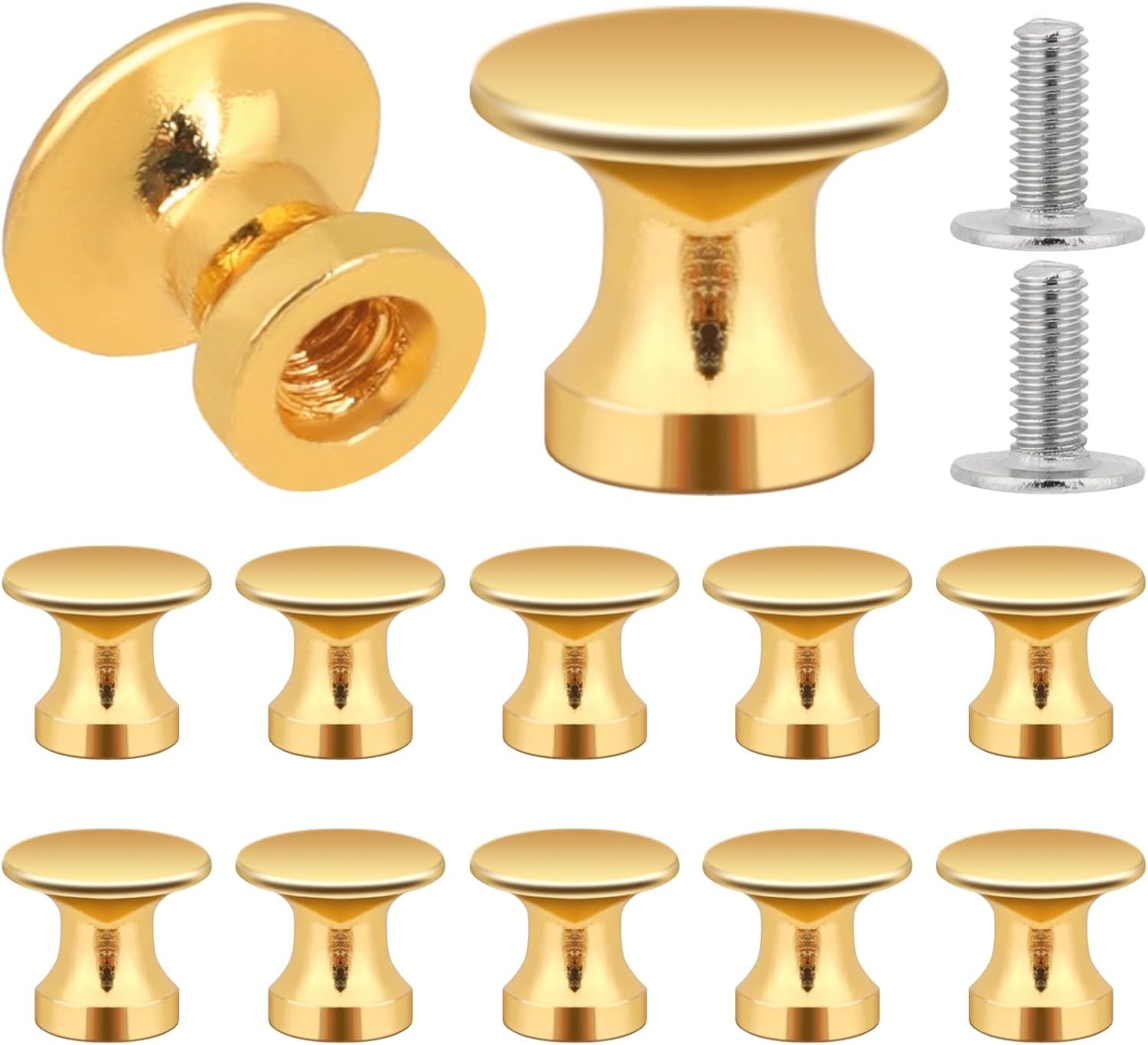 KALIONE 12 Pcs Small Knobs for Jewelry Box Gold Small Cabinet Knobs 1/2 Inch Min