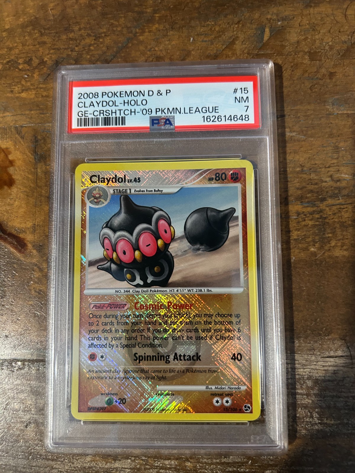 POKEMON 2008 Great Encounters League Crosshatch CLAYDOL Holo #15 PSA 7 RARE