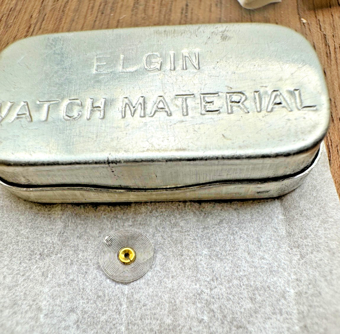 ONE Elgin WW2 military Watch Hairspring Part #1751-08-1 for A-11 mvmt 539 + NOS ONE Elgin WW2 military Watch Hairspring Part #1751-08-1 for A-11 mvmt 539 + NOS