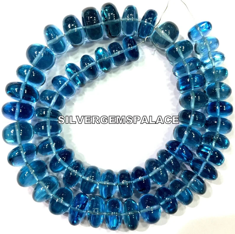 AAAA+ Extremely Rare~Aquamarine Color Smooth Deep Blue Large Gemstone Beads.
