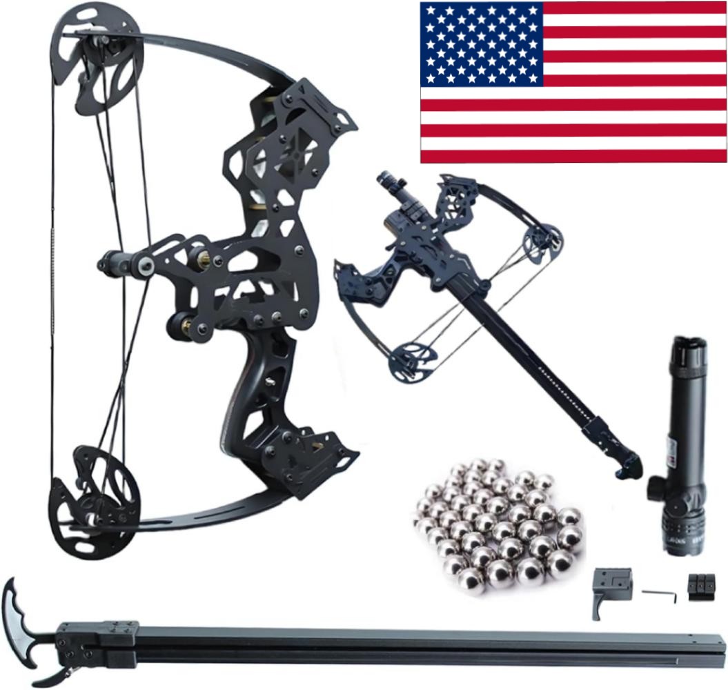 Archery Mini Compound Bow 45lb Shoot Rapid Bow Shooter Steel Ball Launcher Hunt