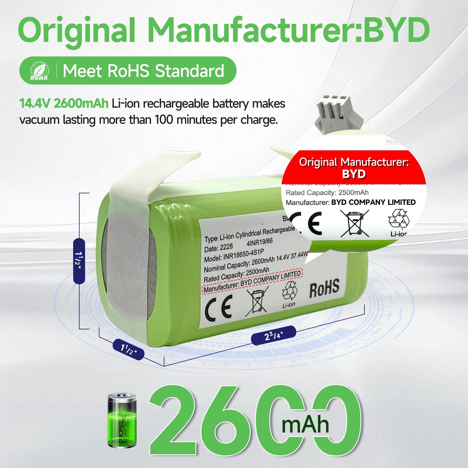 Ecovacs Deebot N79 N79S N79SE N79W 500 DN622 DN622.11 661 Replacement Battery