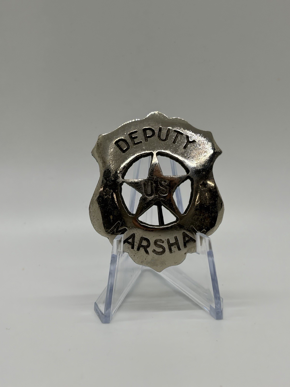 Vintage Deputy U.S. Marshal Badge Pierced Star Shield 26g T Mark Old West - RARE