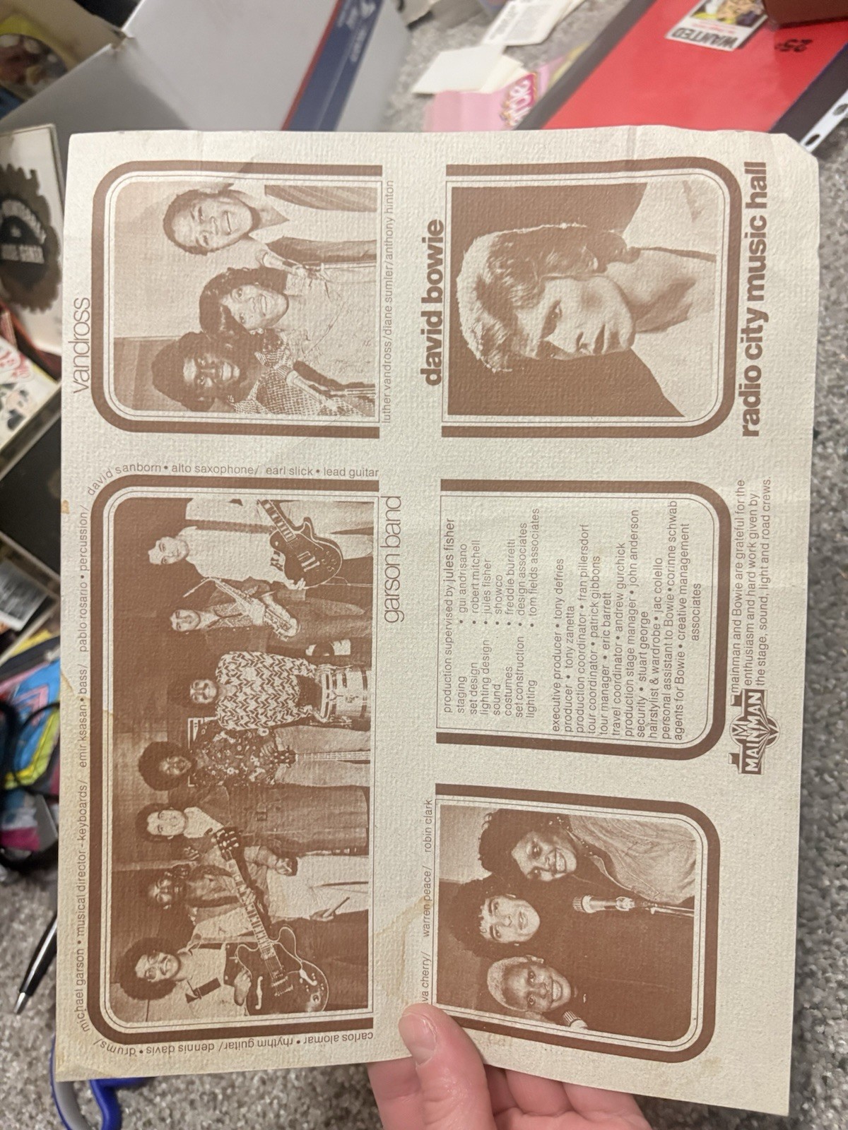 1974 David Bowie Radio City Music Hall Original Concert Flyer NYC Double Sided