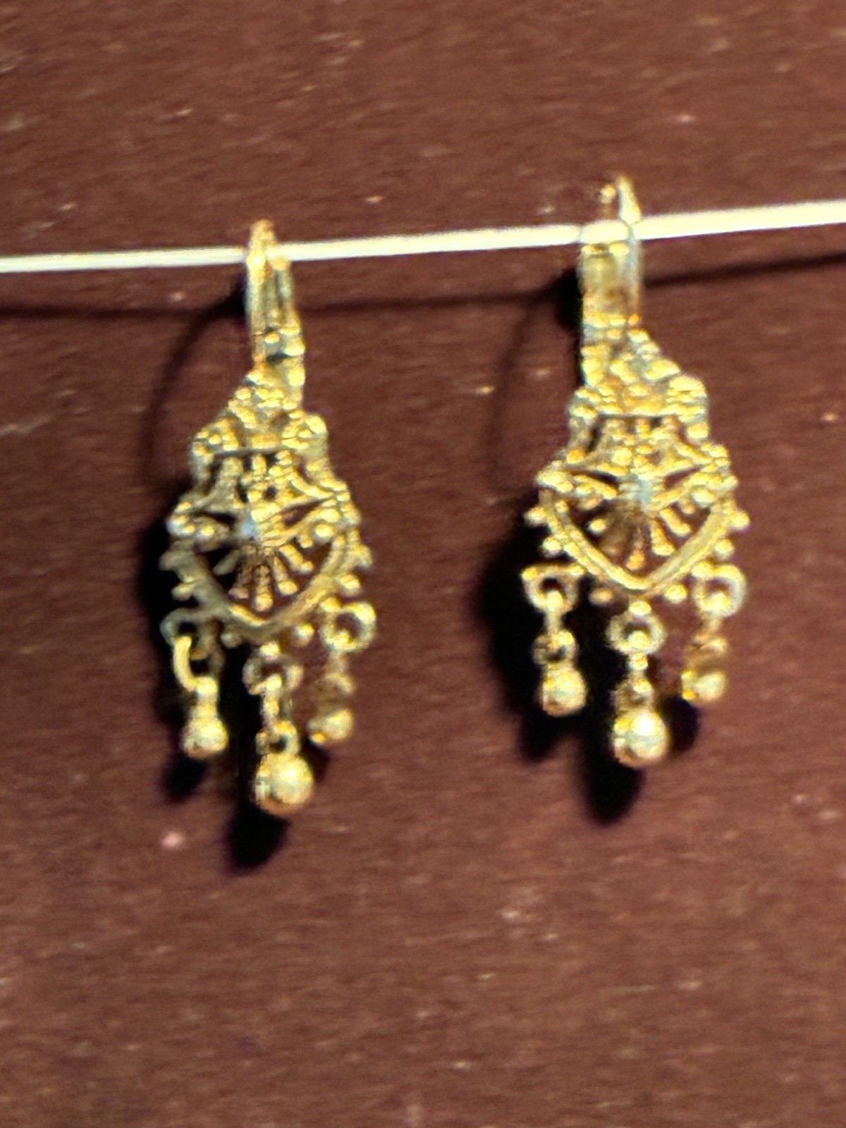Vintage 1928 Jewelry Co Gold Filigree  Dangle Earrings Drop Vintage Costume
