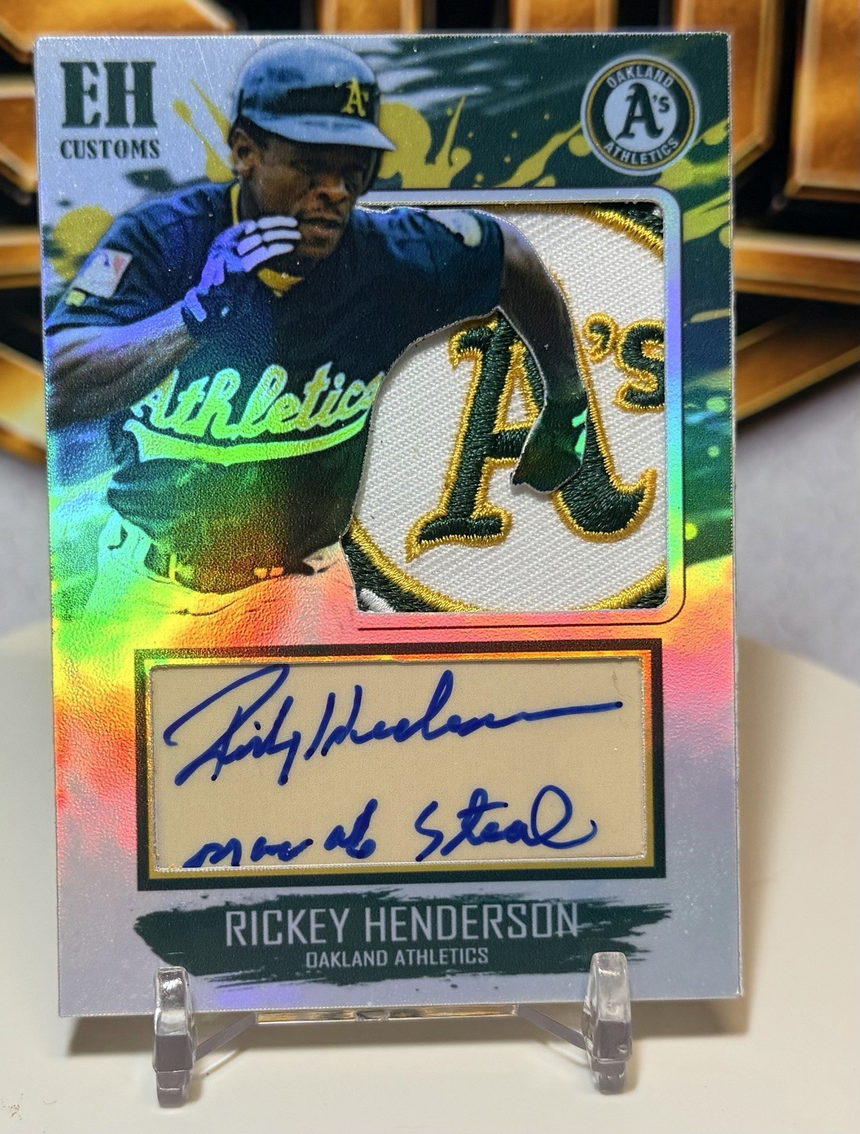 Rickey Henderson Aceo Art Card Auto Patch Relic Man Of Steal Signed Rickey Henderson Aceo Art Card Auto Patch Relic Man Of Steal Signed