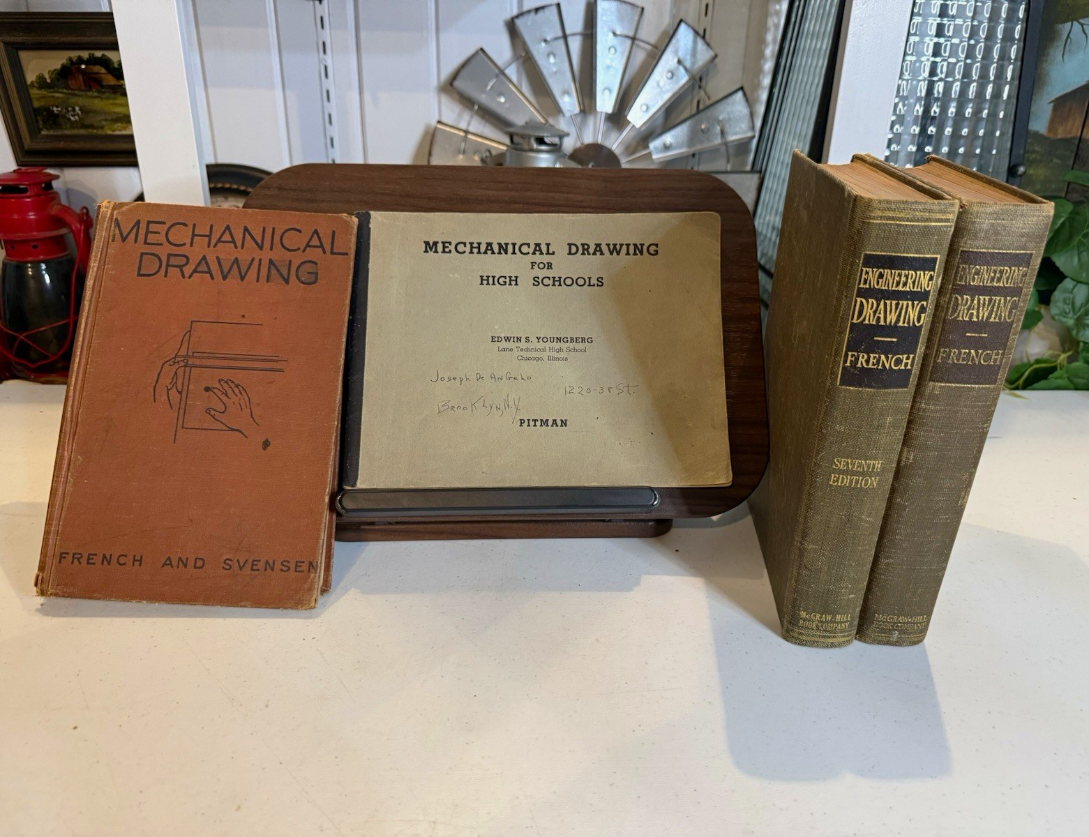 Vintage Engineering Drawing Lot 4 Books 1938-1947 + Drafting Plates Ephemera