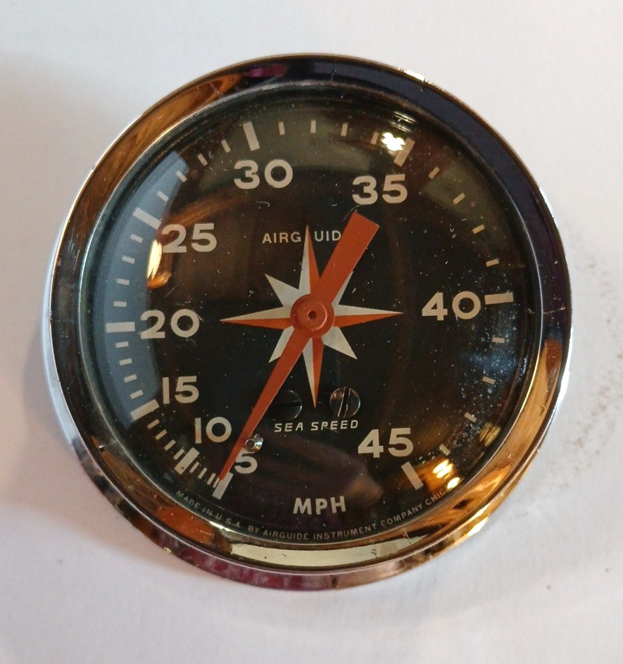 Vintage Airguide Sea Speed 4787 B 45 MPH Marine Boat Speedometer Gauge USA