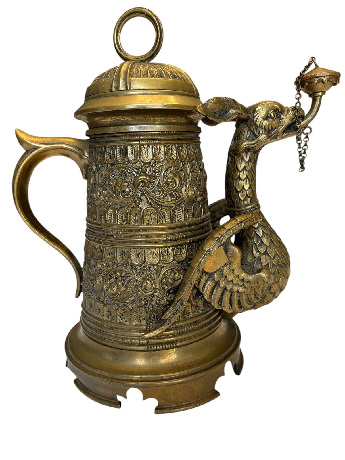 FABULOUS ANTIQUE BRONZE CIGAR HOLDER / HUMIDOR with LIGHTER LAMP Figural Dragon