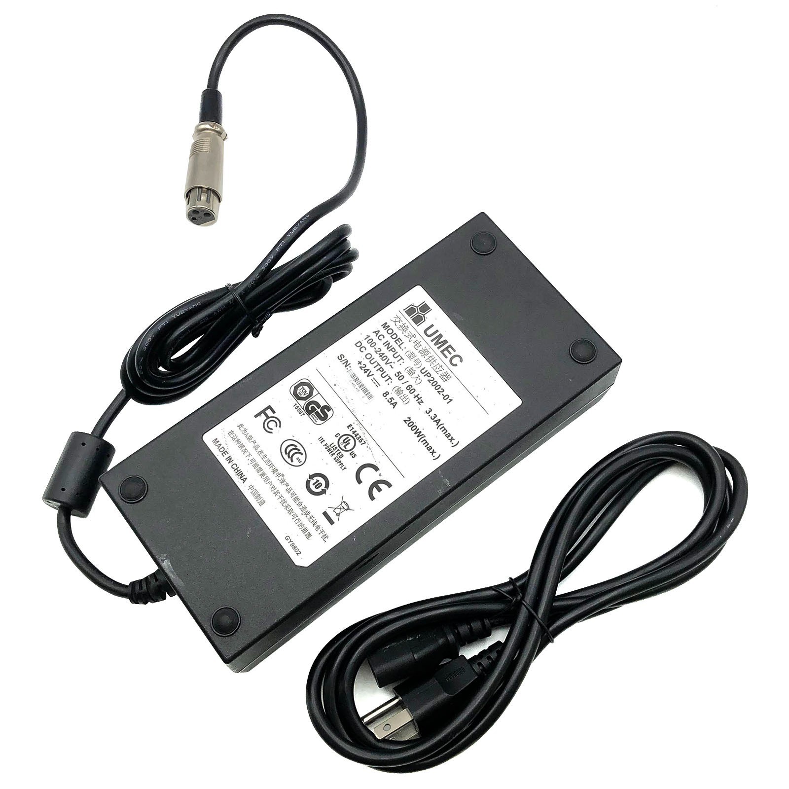 Genuine Umec 204W UP2002-01 AC/DC Power Supply Adapter 24V 8.5A XLR 3-Pin OEM