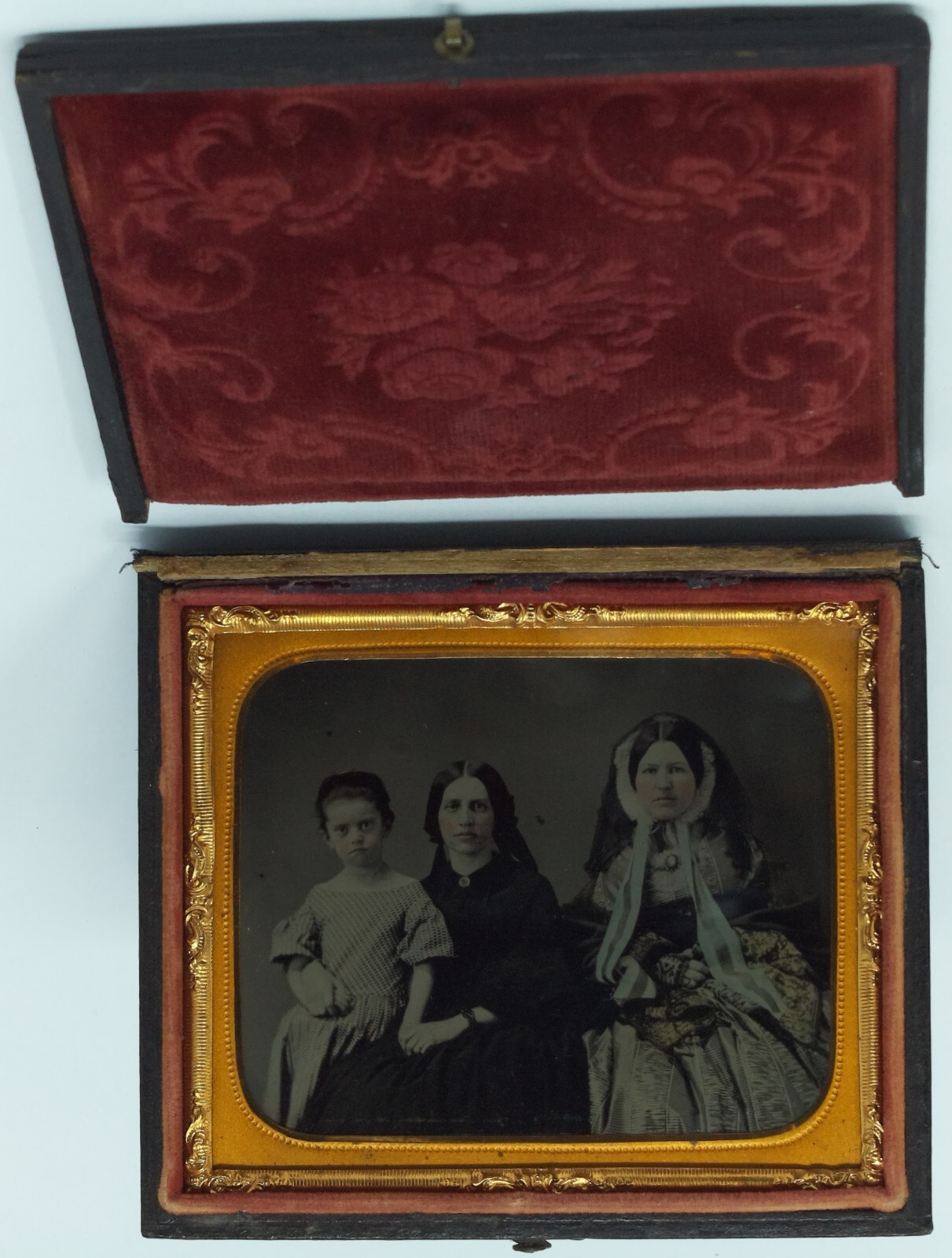 Antique 1/6th Plate photograph of Young Women and girl Antique 1/6th Plate photograph of Young Women and girl