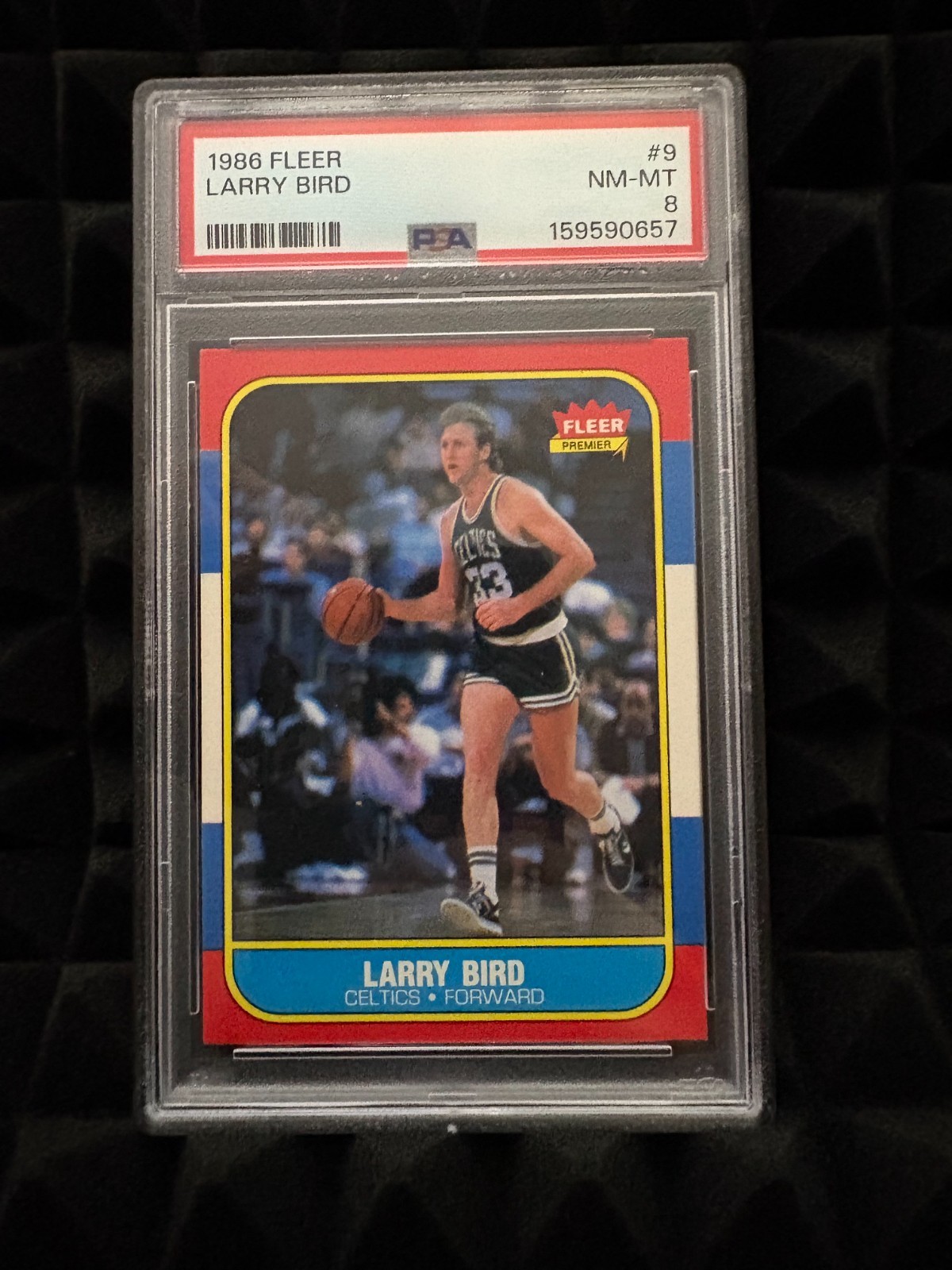1986 Fleer Larry Bird #9 PSA 8 NM-MT Boston Celtics HOF Legend, clean slab 1986 Fleer Larry Bird #9 PSA 8 NM-MT Boston Celtics HOF Legend, clean slab