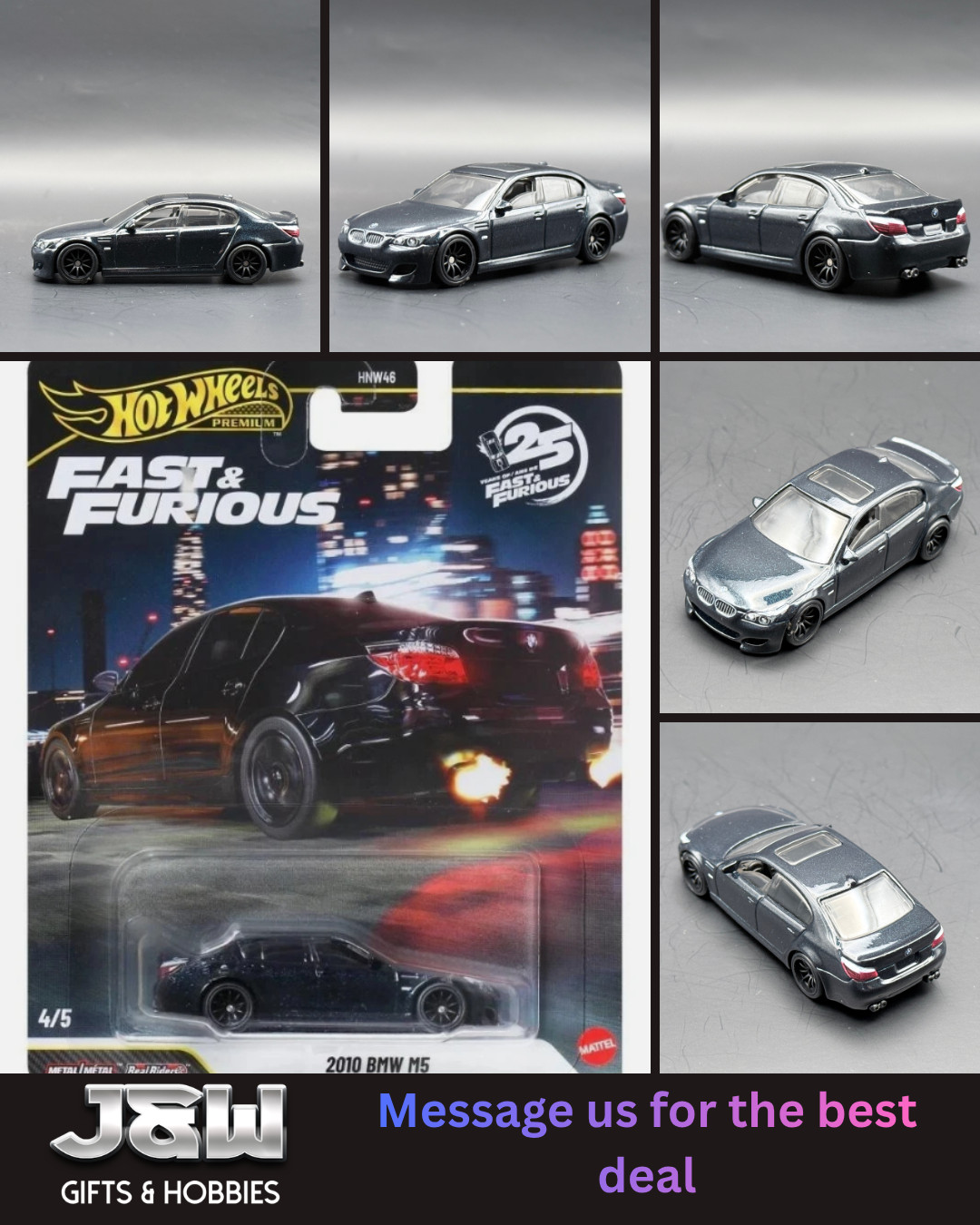 Hot Wheels 2010 BMW M5 Black Fast & Furious HNW46-956Q 1/64